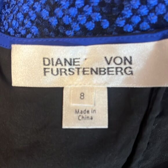 Diane Von Furstenberg Blue Mesh Sleeve Dress - Picture 5 of 6
